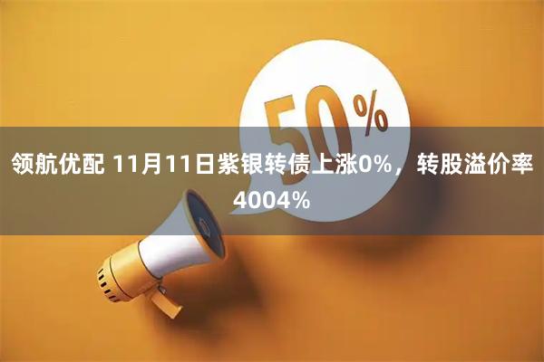 领航优配 11月11日紫银转债上涨0%，转股溢价率4004%